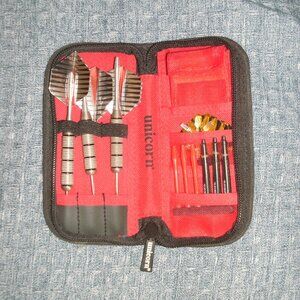 Unicorn Dart Set Three Darts flights with Black Zip Closure Storage Case